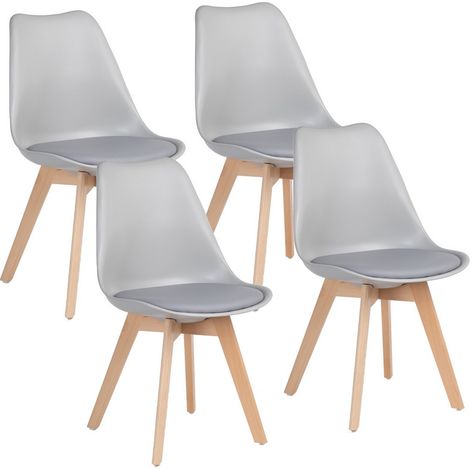 Set 4 sedie grigie stile nordico con cuscino - Candice (1/5)