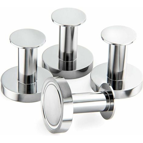 Magnetgarderobe - 4 extrem starke Wandhaken - Zum Aufhängen von Mänteln und Taschen - Garderobenleiste für die Tür mit seltenem Neodym-Metallmagnet - Kühlschranktürhaken - Silber (1/4)