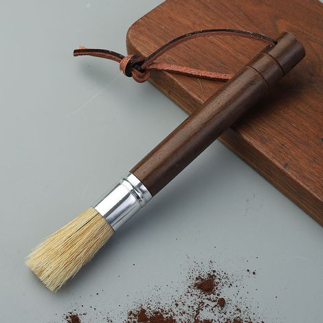Sollbry 1 brosse à café,  poignée de brosse à café, brosse à café, brosse pour accessoires barista, brosse en ébène, brosse à poudre de café (1/5)