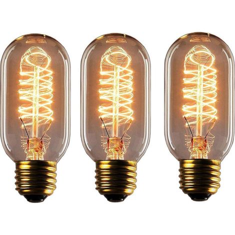 Ampoule à incandescence Edison 40 W, ampoule vintage à intensité variable E27, T45 (filament enroulé), blanc chaud, ampoule à filament ambré antique E27 à visser, pour la maison, la chambre, le bureau (1/4)