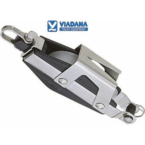 Poulie coinceur simple B block 8mm avec manille et ringot inox viadana