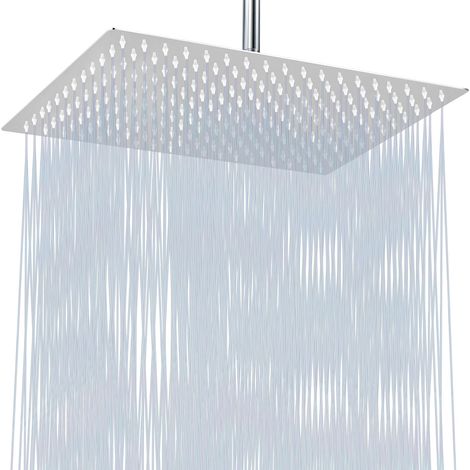 Pommeau de Douche à Effet Pluie Extra Large, Douche Rectangulaire à Effet Pluie à Haut Débit en Acier Inoxydable, Corps de Douche Cascade, Montage au Plafond ou au Mur (40 cm x 30 cm, chromée) (1/5)