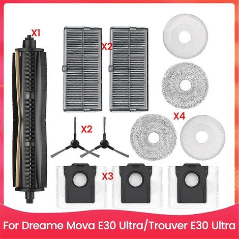 12-teiliges Set inklusive Bürste, Filter, Staubbeutel und Tuch für den Dreame Mova E30 Ultra Staubsauger.