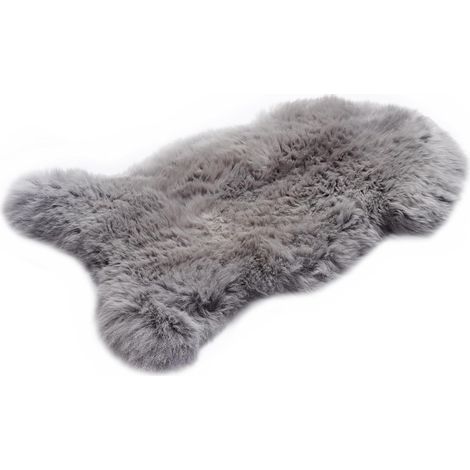 1 Peau De Mouton Argent 100-110 Cm, Tapis Fourrure Naturelle Doux, Décoration Salon Chambre (1/5)