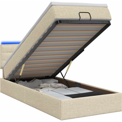 Maison Exclusive - Letto Ottomano con Materasso e LED Crema 100 x 200 cm Tessuto (1/5)