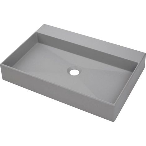 Lavabo rettangolare in granito grigio metallizzato 60x40 cm con piano - Sofyro
