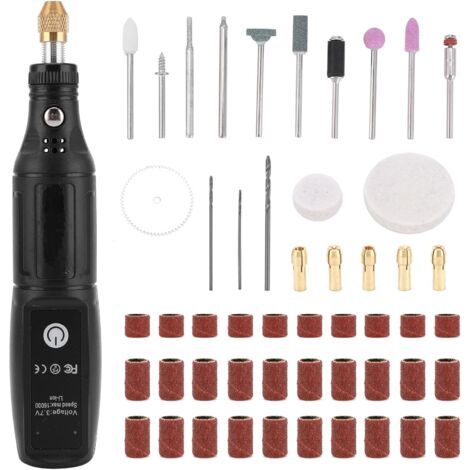 Mini outil rotatif sans fil, mini meuleuse électrique à 5 vitesses de 8000 tr/min 16 000 tr/min, kit d'outils rotatifs avec 40 accessoires, d'angle pour ponçage, polissage, perçage, -