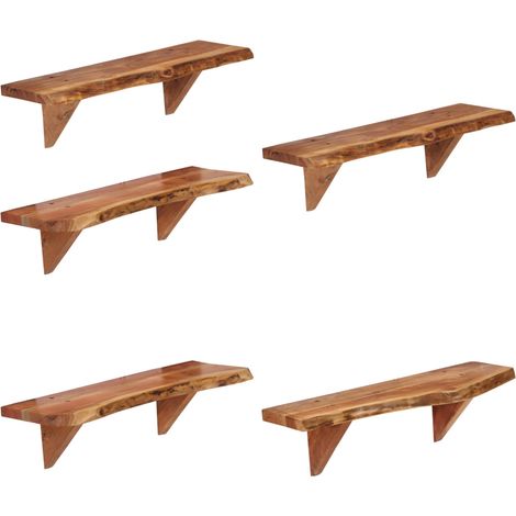 Étagères murales 2 pcs 60x20x18 cm Bois d'acacia massif - Étagères Murales - Étagères En Bois - Décoration Intérieure - Rangement Mural - Acacia Massif - Home & Living (1/5)