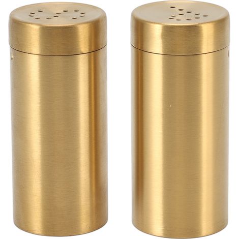 Barattolo per spezie in acciaio inox placcato oro, 2 pezzi, tappo a vite antiruggine, bottiglia per condimenti aperta per sale, zucchero, pepe, paprika