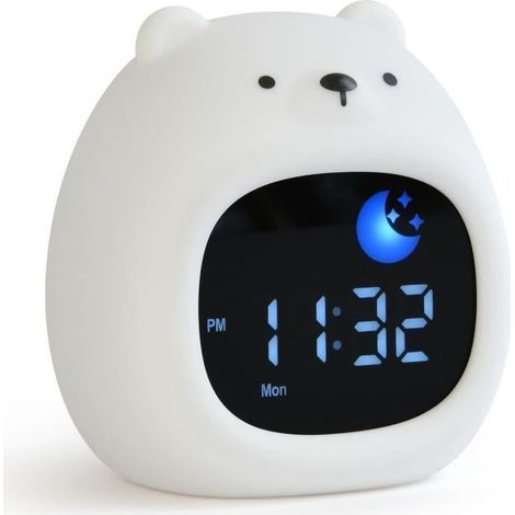 Pädagogischer Kinderwecker, Schlaftrainingswecker mit Mond- und Sonnenanzeige und RGB-Farb-Nachtlicht (1/4)
