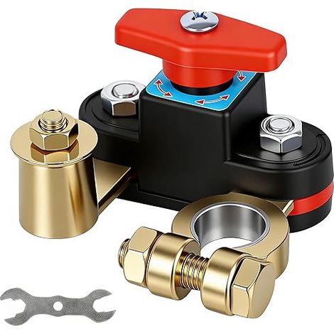 Coupe Circuit Batterie Voiture, 12V 24V Interrupteur pour Batterie Voiture Cuivre Pur, Rotatif Réglabl 180°, Battery Disconnect Switch, pour Voiture, Moto, Camion, Camping Car, Bateau, Tracteur (1/5)