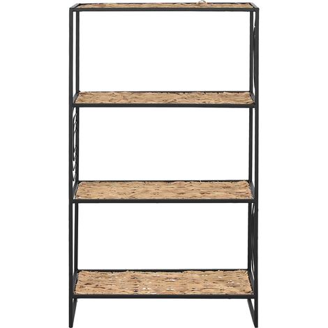 Etagère, meuble étagère en bois coloris naturel et métal noir - longueur 50 x profondeur 25 x Hauteur 88 cm (1/4)