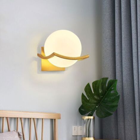 Applique Murale Interieur Moderne, E27 Lampe Murale Interieur de Mur Abat-jour en Verre, O r Luminaire Mural pour Chambre, Salon, Couloir et Escalier, Sans Ampoule [Classe énergétique E] (1/3)