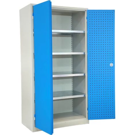 STIER Armoire d’atelier 1940 × 1000 × 600 mm Gris clair Bleu clair (1/3)