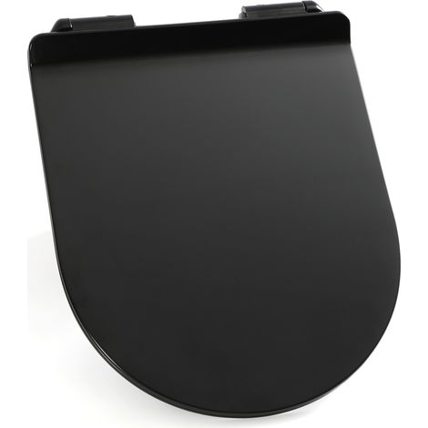 Milano Nero Black Top Fix Quick Release Soft Close Toilet WC Seat - 360mm x 445mm (1/5)