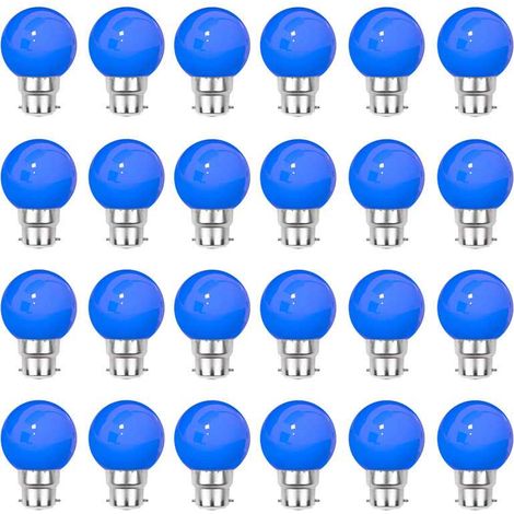 Lot de 24 ampoules Led Bleues B22 Incassables - Guirlandes guinguette - Culot baïonnette (1/5)