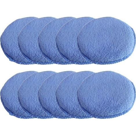 Éponge de polissage en microfibre 5 pouces – Lot de 10 tampons applicateurs pour cire, produits de polissage et nettoyage de peinture (1/5)