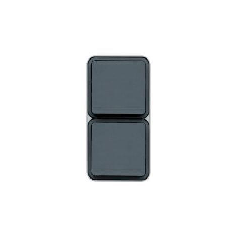 Hager – Prise double verticale 2P+T gris – IP55 pour extérieur – Montage en saillie – 16A – Protection IK07 – Cubyko WNC132 (1/4)