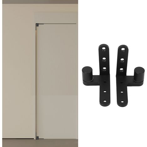 Charnière pivotante noire à 270 degrés, jeu gauche + droit, 59 kg (130 lb), pour porte de placard/battante/café/bistro/porte de clôture (1/5)
