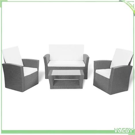 Salon de jardin - FAFEICY - 42642 - Résine tressée noir - Canapé 2 places + 2 fauteuils - Coussins déhoussables (1/5)