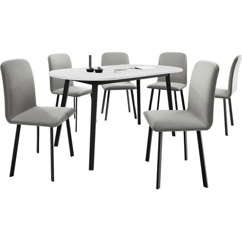 Conjunto de mesas y sillas para comedor Edmond 121, Amor Velvet 4318, 77x80x150cm, Diámetro: 0, Número de asientos: 6, Estilo: Contemporary