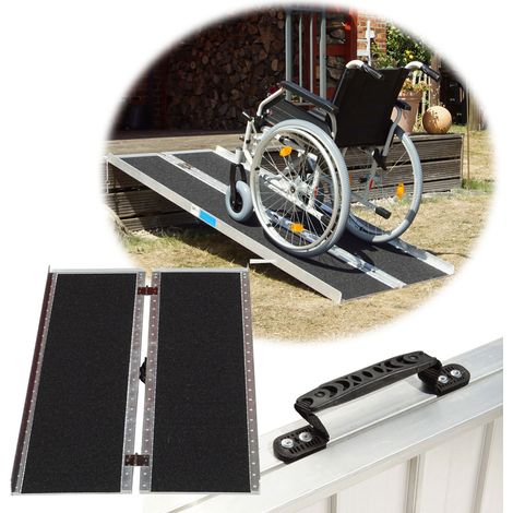 TRUTZHOLM Rollstuhlrampe klappbar 213 cm Traglast 272 kg Alu grau schwarz beschichtet Auffahrrampe (1/5)