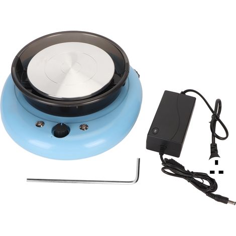 Tour de potier mini bleu avec bassin amovible, machine à argile électrique pour enfants débutants, 100‑240V prise UK (1/5)