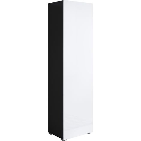 Mobile Sospeso Vetrina Soggiorno Moderno Salotto Vetrinetta Pensile 40x165x28 Modello Luke V4 Nero e Bianco lucido