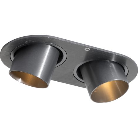 QAZQA installa - Spot encastrable - 2 lumière - L 14.5 cm - Gris foncé - Moderne - éclairage intérieur - Salon I Chambre I Cuisine I Salle à manger