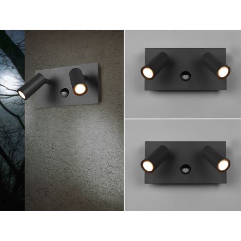 LED Außenwandleuchten 2er Set Strahler 2-flammig mit Bewegungsmelder Anthrazit (1/5)