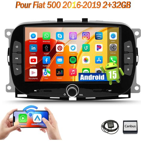 Autoradio 7 pouces Android 15 CarPlay avec GPS et Wi-Fi pour Fiat 500 2016-2019 - 2+32G (1/5)