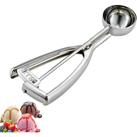Cuillère à glace en acier inoxydable, cuillère doseuse à glace, cuillère à fruits, cuillère à glace (1/5)