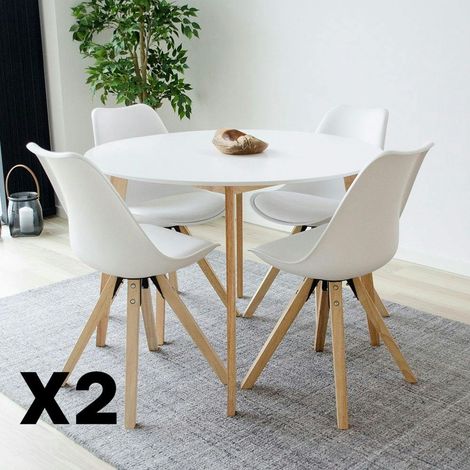 Chaise blanche scandinave pieds bois (lot de 2) LOTA (1/5)