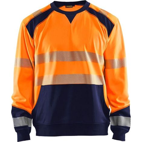 Sweat haute visibilité Blaklader poche kangourou Orange / Marine S (1/5)