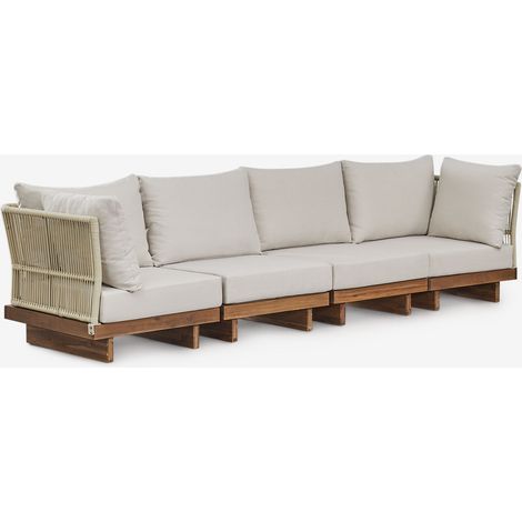 Divano modulare Dailin 4 pezzi con 2 poltrone angolari in legno di acacia SKLUM            