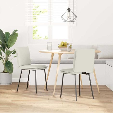 Maison Exclusive - Esszimmerstühle 2 Stk. Creme Samt (1/5)
