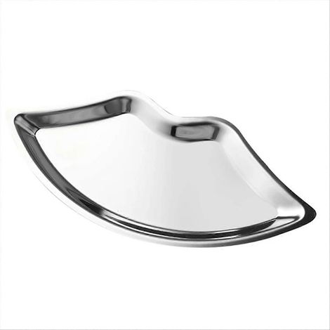 Plateau cosmétique en acier inoxydable en forme de lèvres, présentoir à bijoux et accessoires de maquillage pour salle de bain, décor métallique élégant. (1/5)