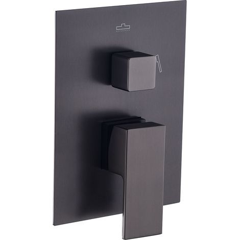 Kibath Grifo Empotrado de Ducha solo grifo monomando CASI cuadrado acabado NEGRO mate fabricado en latón (1/5)