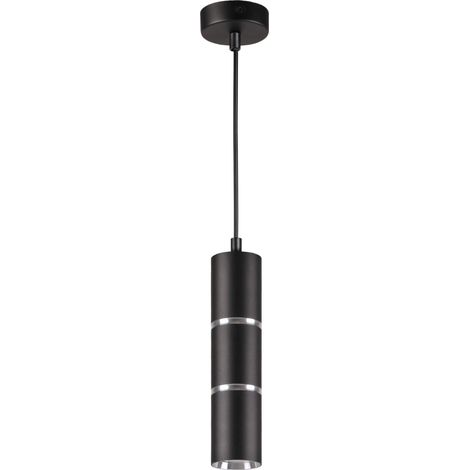 Suspension tube noire GU10 métal Bamboo Polux 121cm (1/5)