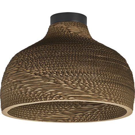 OSRAM Plafonnier Decor Cardboard Hat marron en carton ondulé, léger, E27, 360 mm de diamètre, abat-jour en matériau recyclé, durable grâce à sa source lumineuse remplaçable, montage facile (1/5)