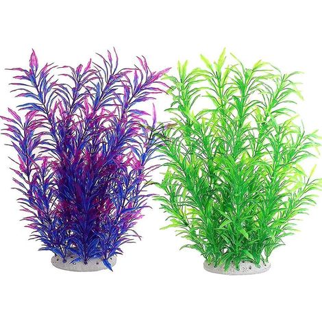 Künstliche Wasserpflanzen, Set mit 2 großen Kunststoff-Aquarienpflanzen, Aquariendekoration (32 cm).