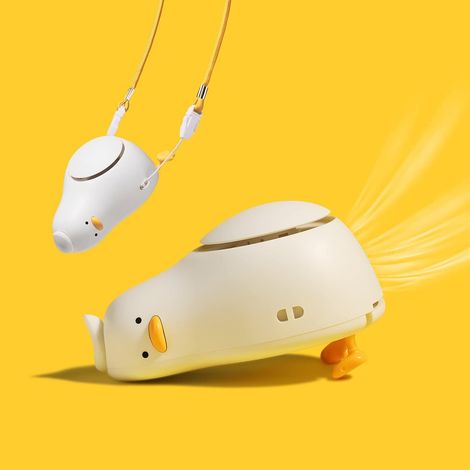 Ventilateur Portable, Ventilateur de Cou avec Cordon Réglable, Ventilateur de Poche sans Lame, Ventilateur USB Rechargeable à 3 Vitesses de Vent pour Femmes, Enfants, Extérieur (1/5)