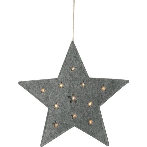 LED Weihnachts-Stern aus Filz - 45 cm - Batterie betrieben mit Timer