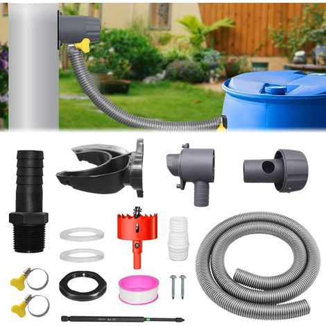 Recuperateur D Eau de Pluie pour Ø 70-110mm Tuyau de Descente, Recuperateur D Eau de Pluie Gouttière avec Tuyau de 100 cm, Collecteur Eau de Pluie pour Toitures Jusqu'à 80 m² (1/5)