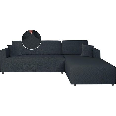 Housse Canapé d'angle Extensible 2 Pieces, Protection Canapé d'angle, Couvre Canapé d'angle avec Accoudoirs, Housse De Canapé Angle (1 Place+2 Place, Gris Foncé) (1/5)