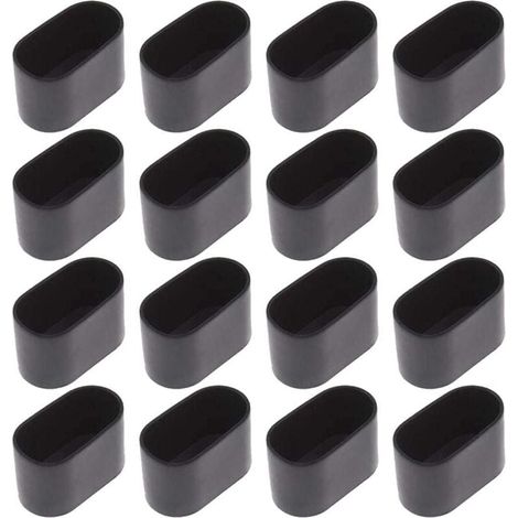 16 protectores para patas de silla, protectores de suelo para silla plegable, tubo ovalado de plástico (negro, 16 unidades/20 x 40 mm) (1/4)