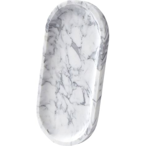 Elegante vassoio portagioie in marmo naturale - Bianco 25x12 cm