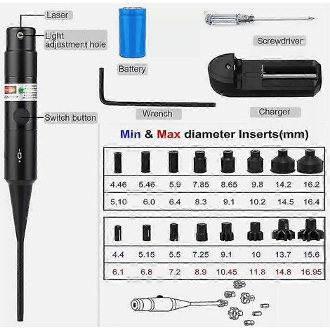 Universelles Laserzielgerät-Set für Kaliber von .177 bis 12GA – inklusive Kollimator, .22-Innenvisier und Batterie (1/5)