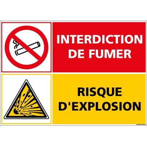 Panneau de signalisation Interdiction de fumer risque d'explosion (D0983) - Plastique PVC 1,5 mm - 210 x 300 mm