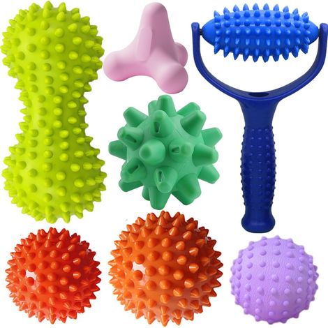 Balle de Massage,Rouleau de Massage,Rouleau Massage Pied, Reflexologie Balle pour Fasciite Plantaire, Colonne Cervicale, Dos, Fesses, Épaule, Bras,Lot de 7 (1/5)